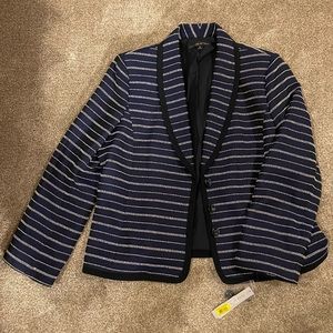 Preston & York Womens Blue and Black Striped Blazer Sz 18